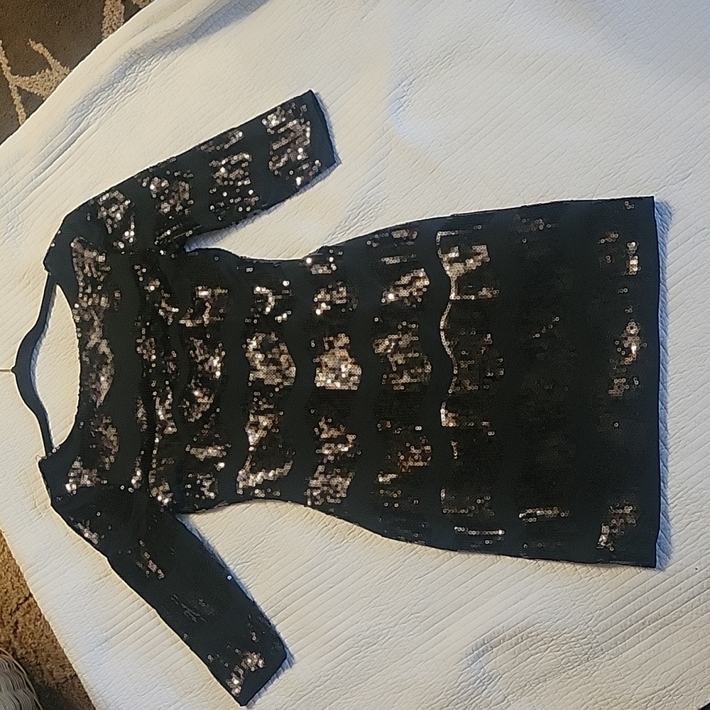 Juniors black and sequin stretchy dress.  Size small.